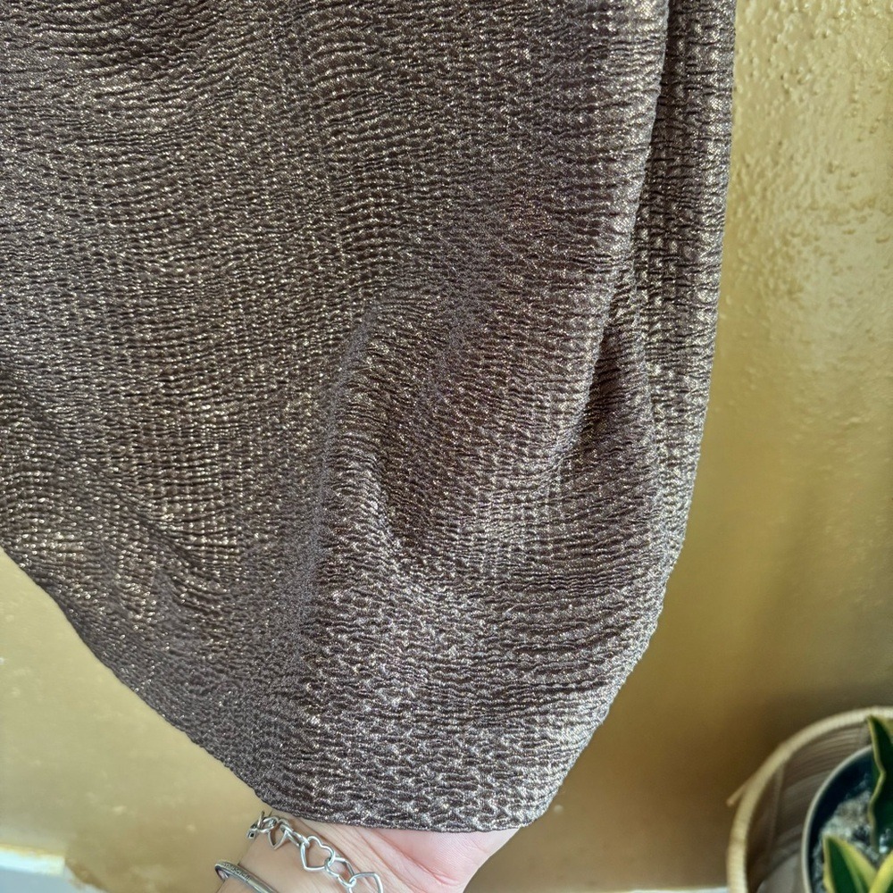 Lauren Ralph Lauren Metallic Bronze One Shoulder Ruched Cocktail Dress 6P - Picture 7 of 8